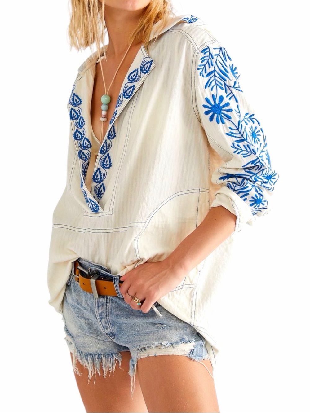 NEW FREE PEOPLE WE THE FREE Lagos Embroidered Hoodie Size XS
